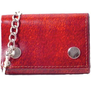 Genuine Leather Biker Trifold Chain Wallet Red 946-6 (C)-menswallet