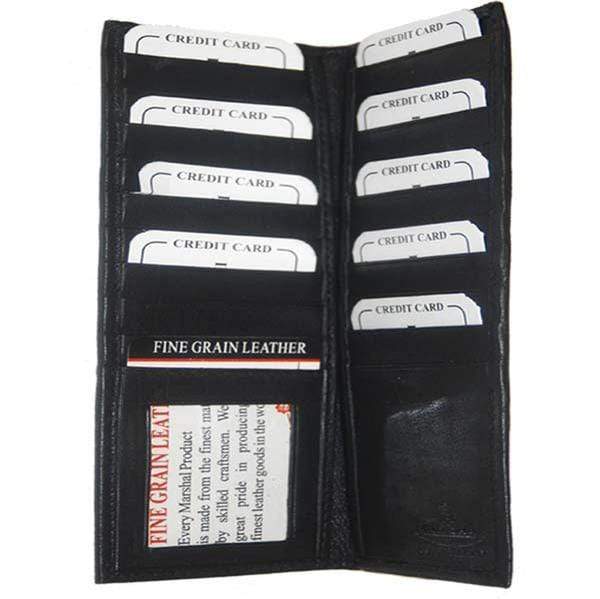 Genuine Leather Black Slim Design Tall Credit Card ID Holder 528 BK-menswallet