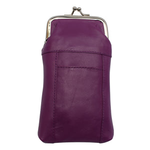 Genuine Leather Cigarette Case with Lighter Pouch Purple by Marshal-menswallet