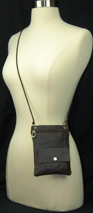 Genuine Leather Cross Body Bag With Front Button Pocket Brown-menswallet