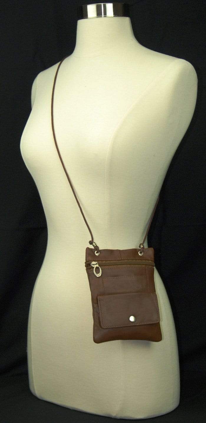 Genuine Leather Cross Body Bag With Front Button Pocket Tan-menswallet