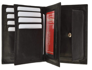 Genuine Leather European Hispter Bifold Wallet with 2 center Flaps and Coin Purse for Men 618 CF-menswallet