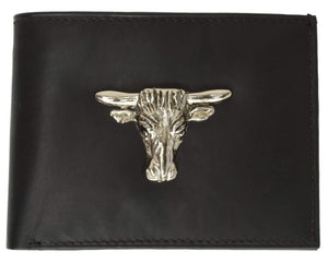 Genuine Leather ID Card Holder Bifold Wallet Bull Design 1146-6 (C)-menswallet
