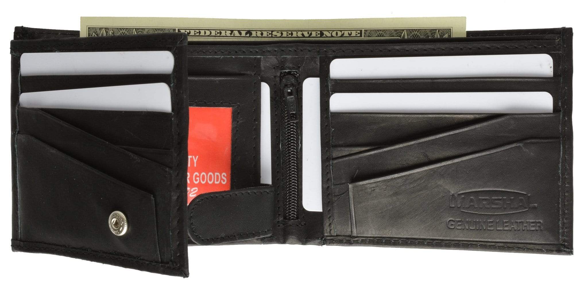 Ashwood Mens Bifold Leather Wallet with Snap Closure Black