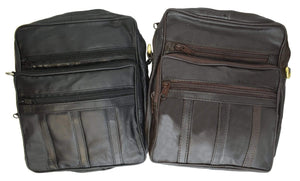 Genuine Leather Mens Pouch Multiple Zipper Pockets w/Strap 109 (C)-menswallet