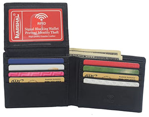 Genuine Leather RFID Blocking Slim Bifold Wallet for Men With ID Window-menswallet