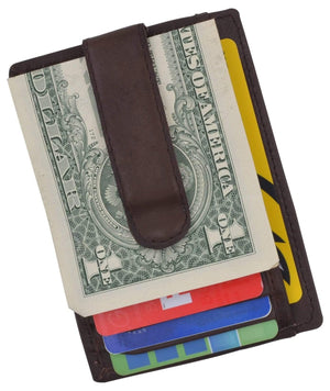 Genuine Leather Slim Credit Card Holder Money Clip Wallet-menswallet