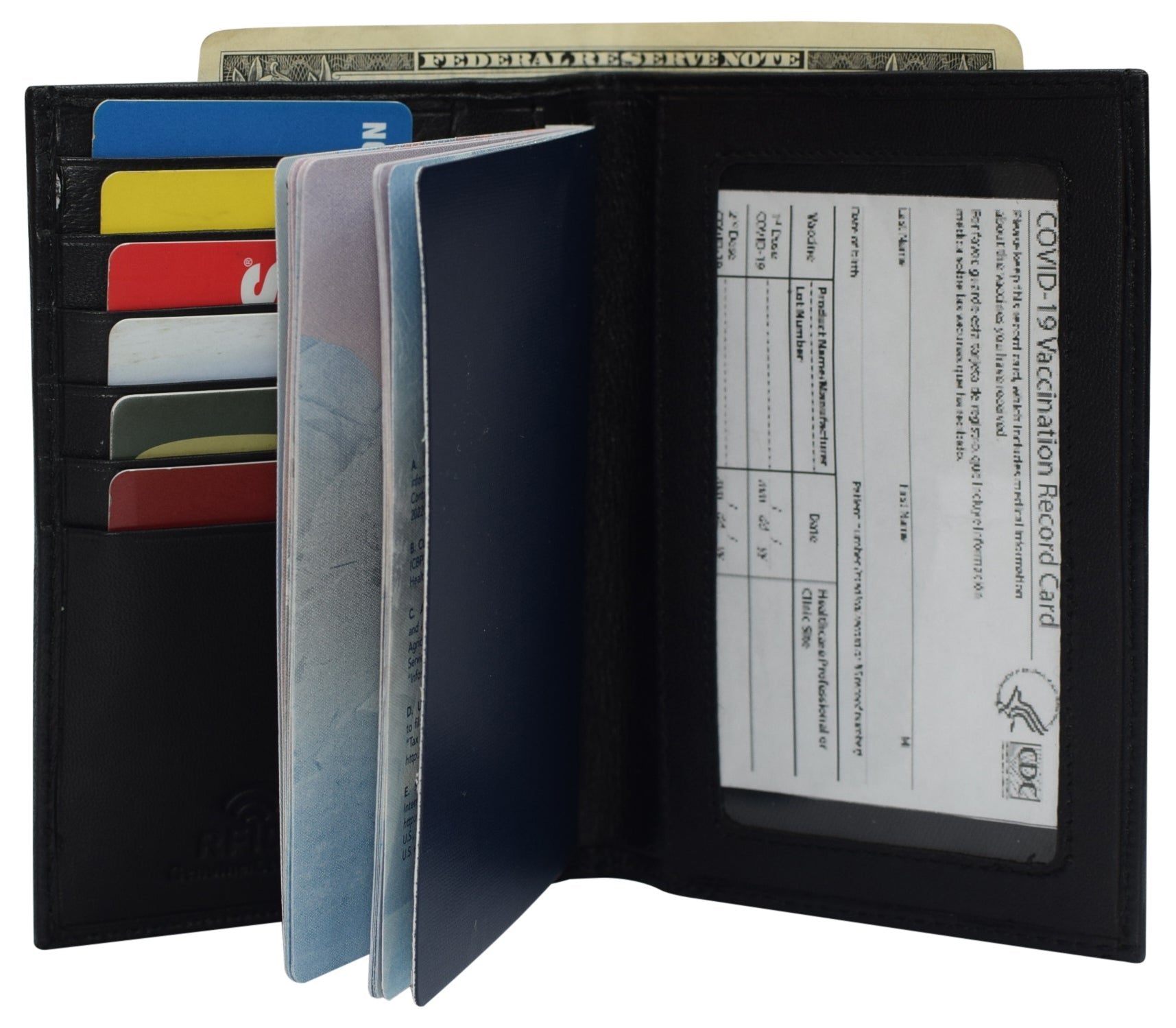 MARSHAL Genuine Leather Vaccination Passport Holder Cover Wallet RFID Blocking Vaccine Card Holder Passport Wallet (Black) MARSHAL Genuine Leather Vaccination Passport Holder Cover Wallet RFID Blocking Vaccine Card Holder Passport Wallet (Black)