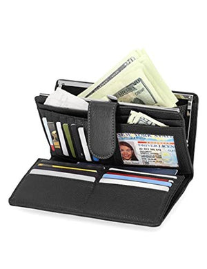 Genuine Leather Wallets For Women- Embossed Accordion Clutch RFID Wallet With ID Window-menswallet