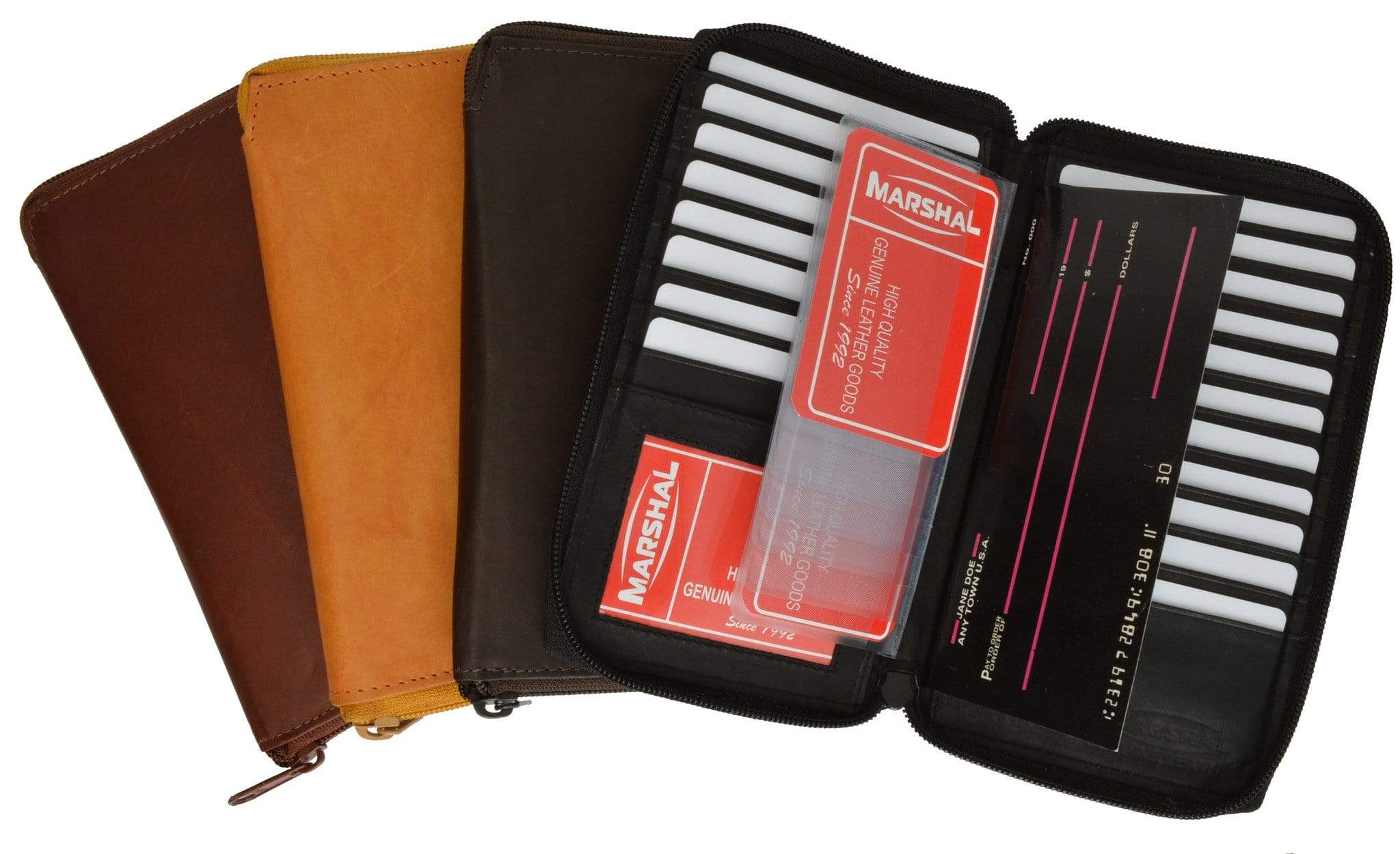 Genuine Leather Men's Wallet With Zip Coin Pocket & ID Window - Large Capacity, RFID Blocking, Yellow-Brown