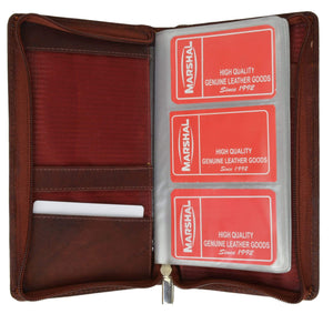 Genuine Leather Zip Around Large Business Credit Card Holder 3670 CF (C)-menswallet