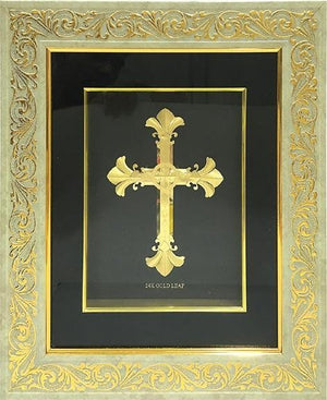 Gold Leaf Picture in Frames Cross 15"x13"-menswallet
