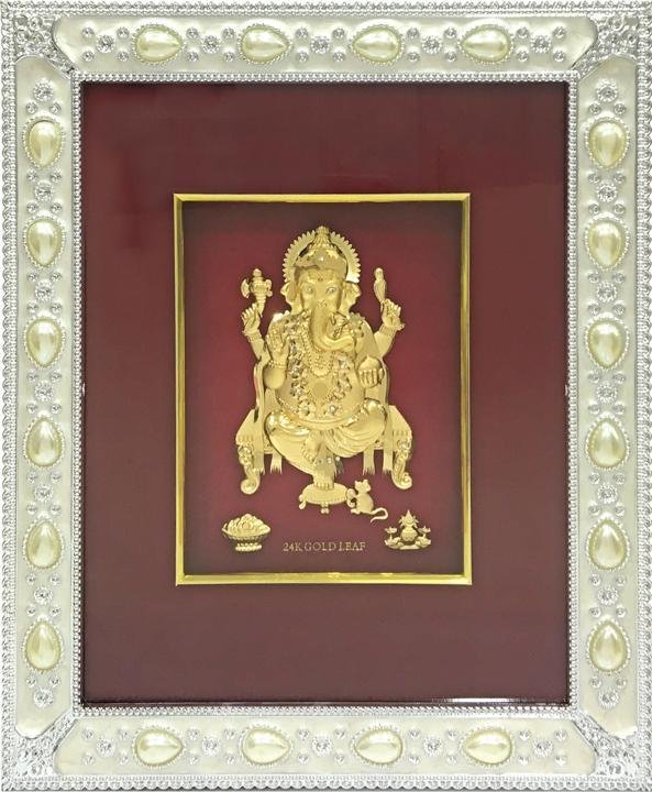 Gold Leaf Picture in Frames Ganesh 12"x10"-menswallet