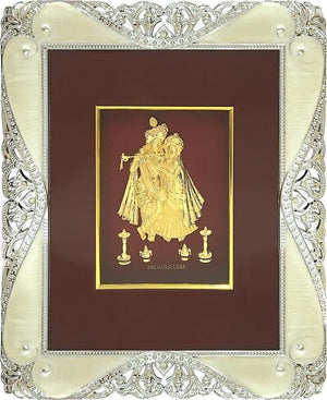 Gold Leaf Picture in Frames Krishna and Radha 12"x10"-menswallet