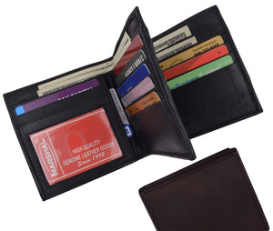Hipster Genuine Leather Bifold Middle ID Flap Wallet 1501-menswallet