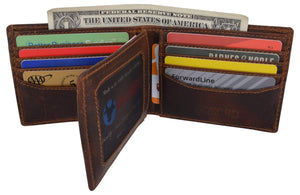 Hunter Leather RFID Blocking Mens Multi-Card ID Holder Bifold Wallet-menswallet