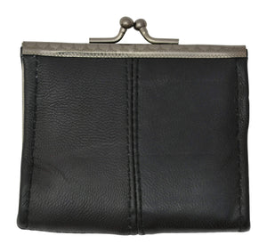 Ladies Black Small Change Coin Purse With Twist Snap Closure-menswallet