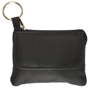 Ladies Small Genuine Leather Change Coin Purse with Key Ring-menswallet