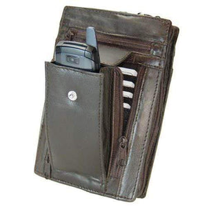 Large Genuine Leather Men Women Travel Wallet with Wrist Strap 107 (C)-menswallet