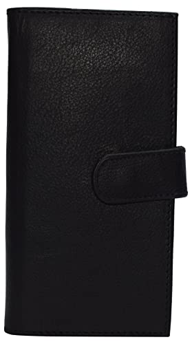 Leather Checkbook Cover Wallet with Snap Closure & Outside ID Window-menswallet