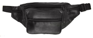 Leather Fanny Pack Waist Bag 6 Pockets Adjustable Belt Strap Travel Purse Pouch-menswallet