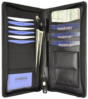 Leather Travel Wallet & Passport Holder holds 4 Passports Credit Cards ID Travel Document Holder-menswallet