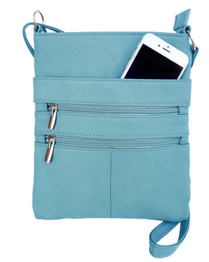 Light Blue Mini Body Purse Multi Pocket Cross Body Handbag Adjustable Shoulder Strap Designed in the U.S.A.-menswallet