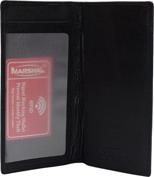 Marshal Cowhide Leather Basic Checkbook Cover RFID Blocking for Men Women-menswallet