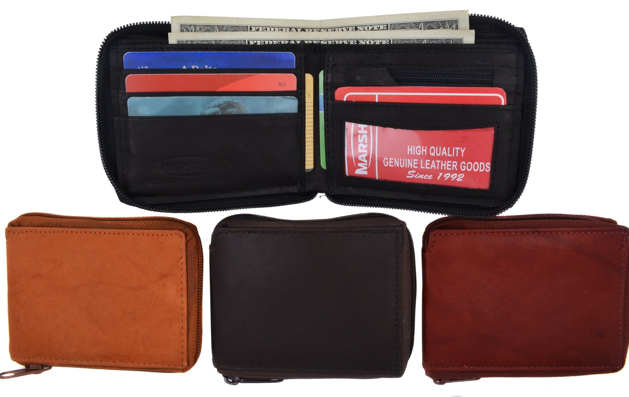 Marshal Wallet Marshal Men's Credit Card Holder with ID Window and Zipper Pouch, Size: One size, Black