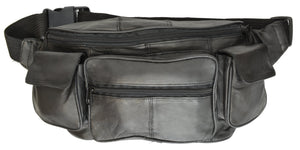 Marshal Genuine Leather Unisex Large Waist Fanny Pack with Two Cell Phone Pockets-menswallet