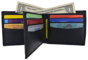 Mens Bifold Center Flap Lambskin Leather Wallet and Credit Card Holder 1252-menswallet