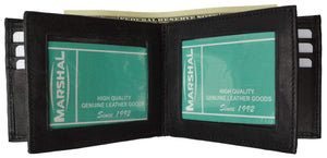 Mens Bifold Leather Wallet Middle Flaps Triple ID Window P 1852 (C)-menswallet