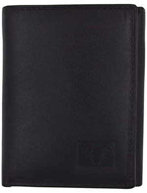 Men's Genuine Leather Slim Trifold Wallet With ID Window & Credit Card Pockets-menswallet