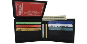 Mens Genuine Leather Wallet Bifold ID Credit Card Holder Window Billfold License-menswallet