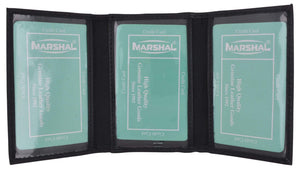 Men's Genuine Soft Leather Multiple ID Windows Slim Trifold Holder-menswallet