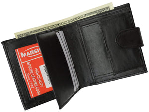 Mens Lamb Leather Card Holder Bifold ID Wallet W/Snap Closure 1514-menswallet