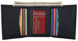 Mens Lambskin Leather Trifold Multi Card Holder Outside ID Window Wallet 1355-menswallet