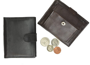 Mens Leather Lambskin Mini Coin Pocket ID Bifold Wallet 1521 (C)-menswallet