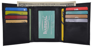 Men's Nylon Black Classic Trifold Credit Card ID Wallet with Leather Interior-menswallet