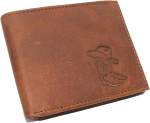 Men's RFID Blocking Cowboy Boots Genuine Leather Bifold Trifold Western Wallet-menswallet