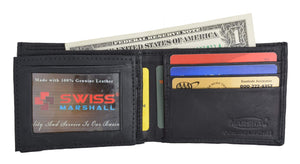 Men's Soft Genuine Leather Removable Double ID Window Flap Credit Card Money Holder Bifold Wallet by Swiss Marshal SW-P1143-menswallet