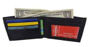 Mens Soft Leather USA Flag Patriotic Bifold Credit Card ID Wallet F 1160-menswallet