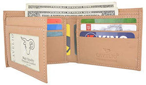 Men's Tan Bifold Soft Leather Credit Card ID Flap Out Wallet-menswallet
