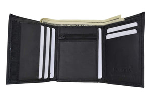 Mens Trifold Lambskin Wallet with Center Zipped Slot for Coins 564-menswallet