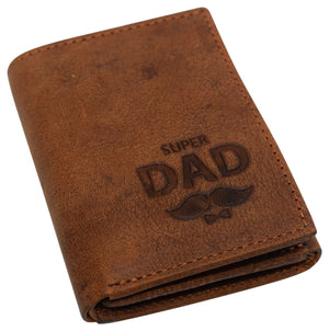 Mens Trifold Leather Wallet RFID Protective Super Dad Logo Father's Day Gift-menswallet