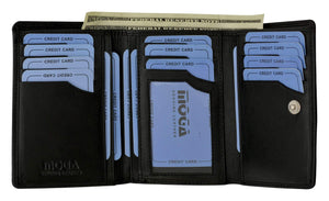 Moga High End Leather Trifold Credit Card ID Holder Wallet with Zippered Pocket-menswallet