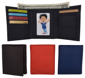 New Boys Slim Thin Nylon Trifold Wallet with Coin Pouch-menswallet