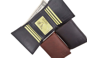 New Cavelio Mens Genuine Leather ID Card Bill Holder Trifold Wallet 731107 (C)-menswallet