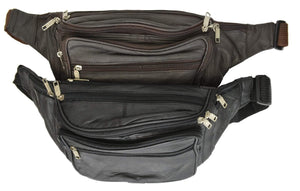 New Design Large Multi Zippered Genuine Leather Fanny Pack Waist Bag 041-menswallet