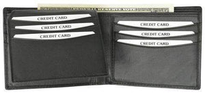New Genuine Leather Mens Bifold Wallet with Fixed Flip up ID Window with Logo 600053-BK-LOGO-menswallet